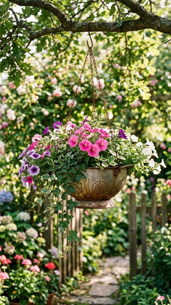 13. Turn a Colander Into a Hanging Basket