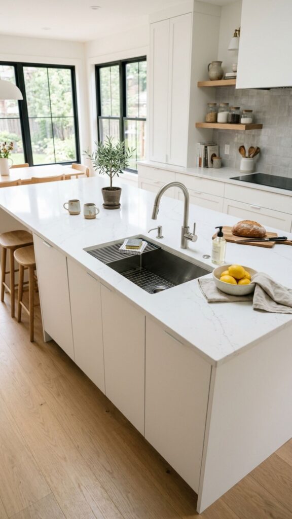 13. White Island with a Built-In Sink