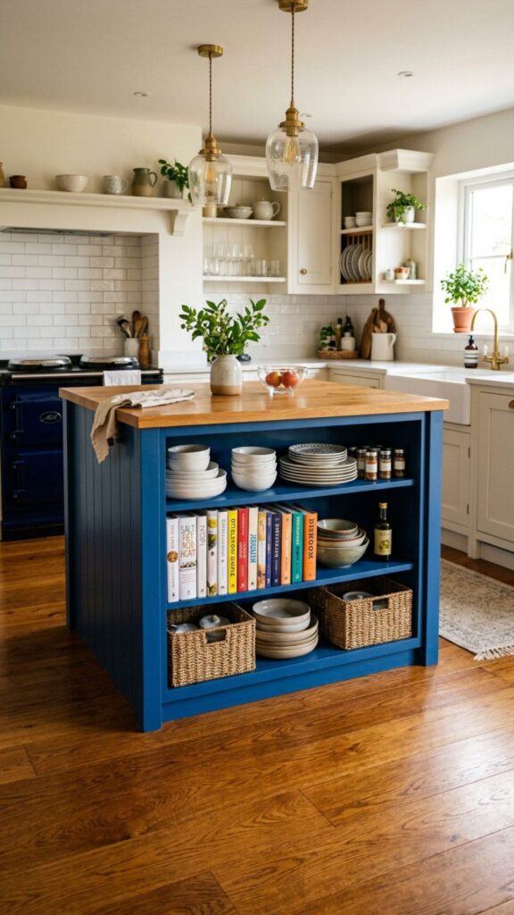 14. Blue Island With Open Shelving
