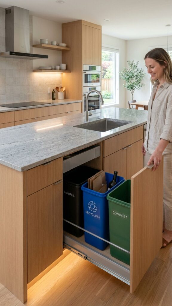 14. Create a Hidden Trash and Recycling Center
