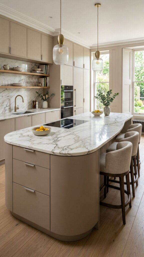 14. Highlight Natural Wood in a Curved Design