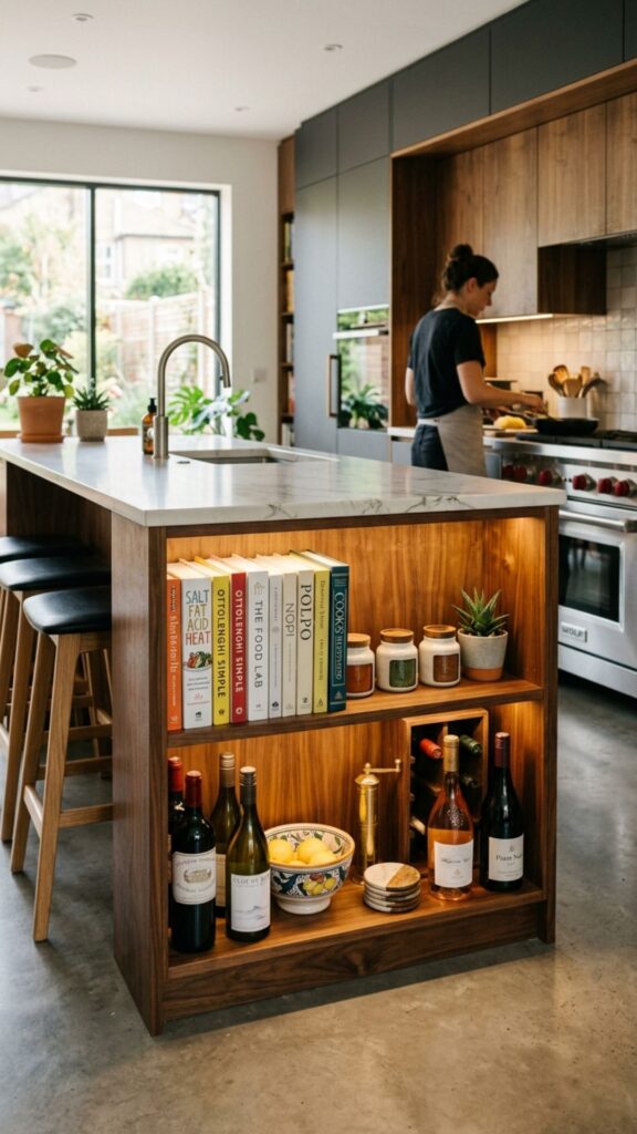 14. Incorporate a Built-In Bookshelf or Wine Rack