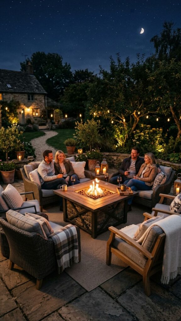 14. Install a Fire Pit Table with Seating