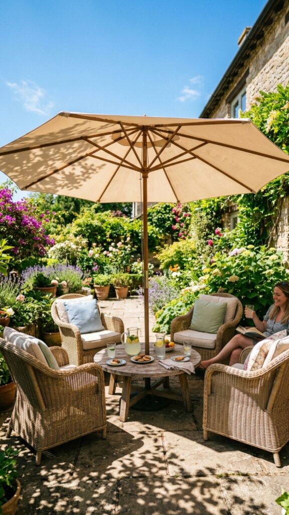 14. Install a Patio Umbrella or Shade Sail