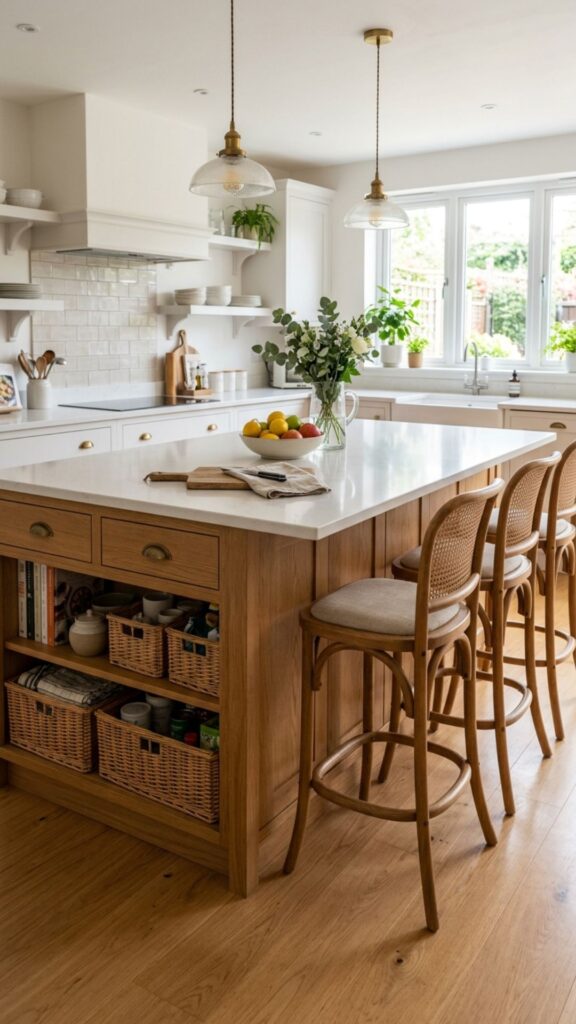 14. Island With Storage Plus Comfortable Bar Stools