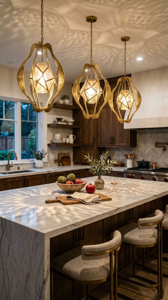 14. Islands with Statement Pendant Lighting
