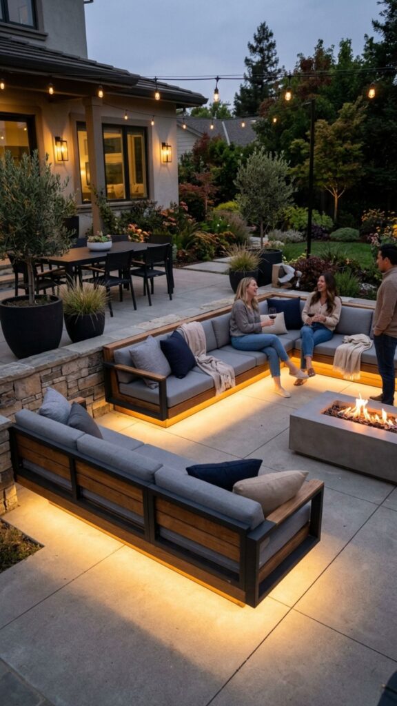 14. LED Strip Lighting Under Seating
