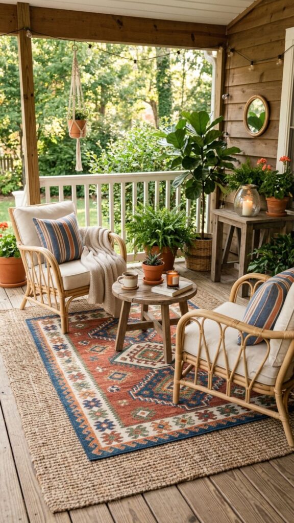14. Layered Outdoor Rugs