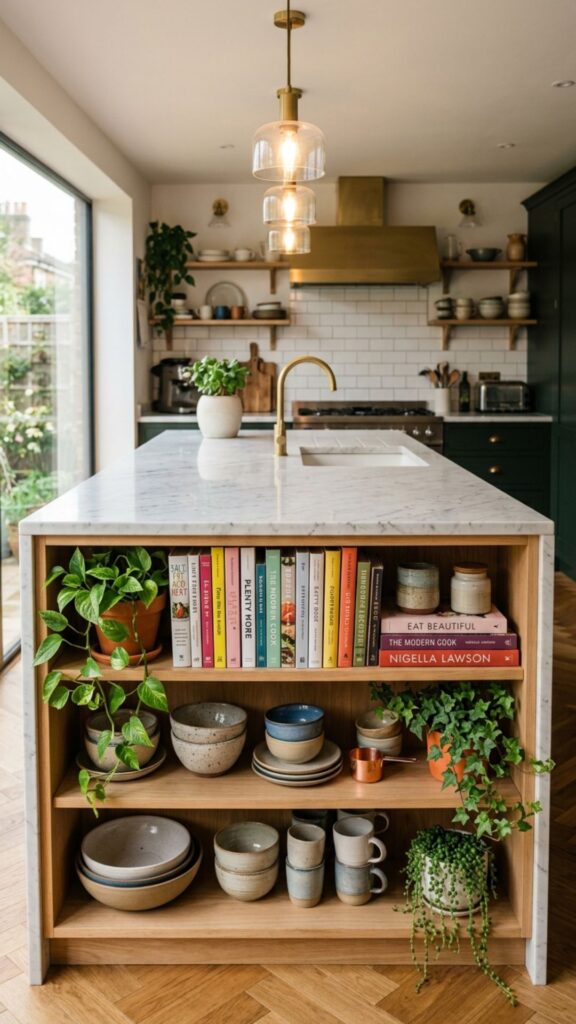 14. Marble Island With Open Shelving