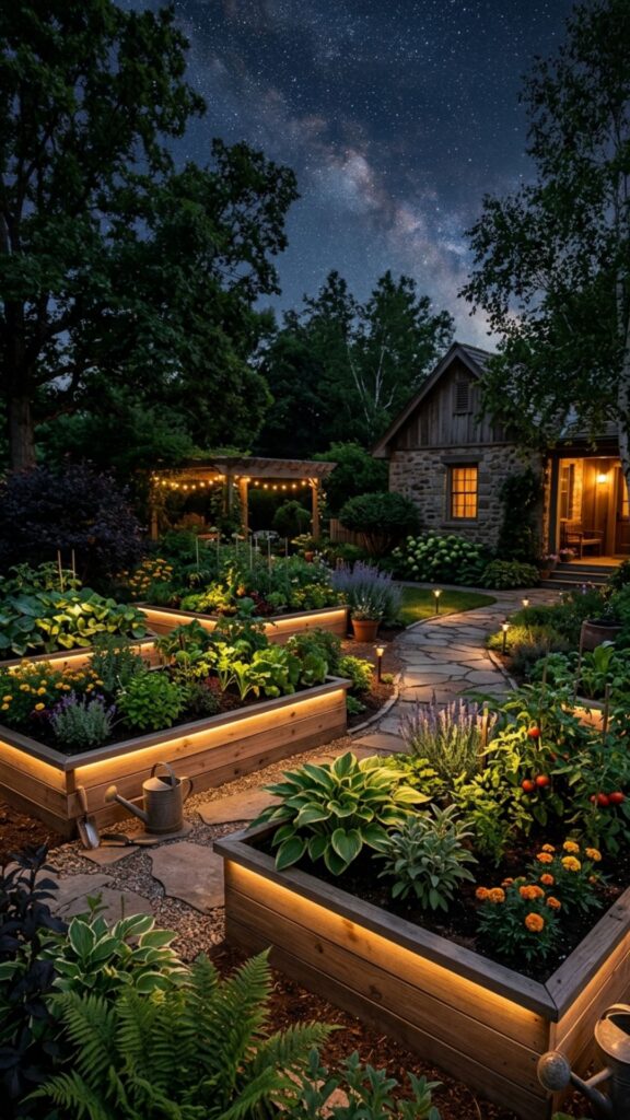 14. Raised Beds with Integrated Lighting