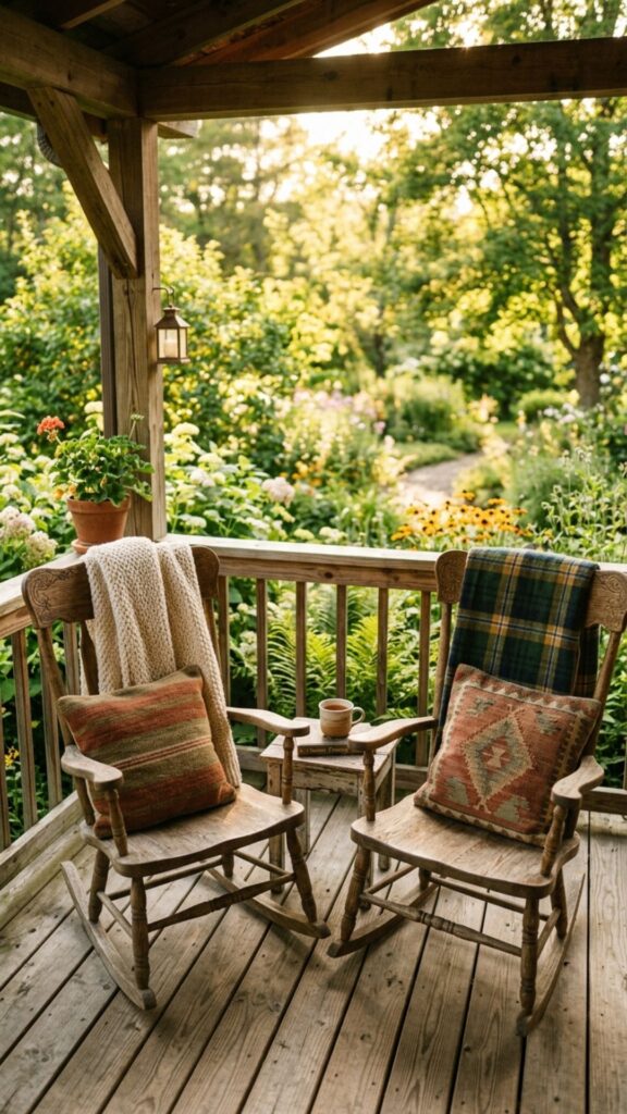 14. Set Out a Pair of Rustic Wooden Chairs
