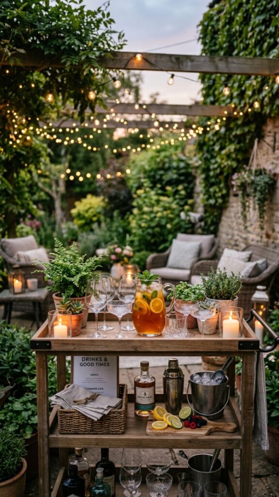14. Style a Small Bar Cart or Drink Station