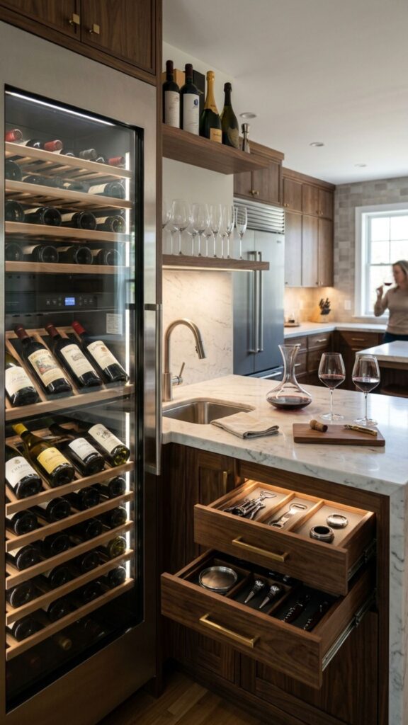 15. A Wine Fridge and Bar Zone