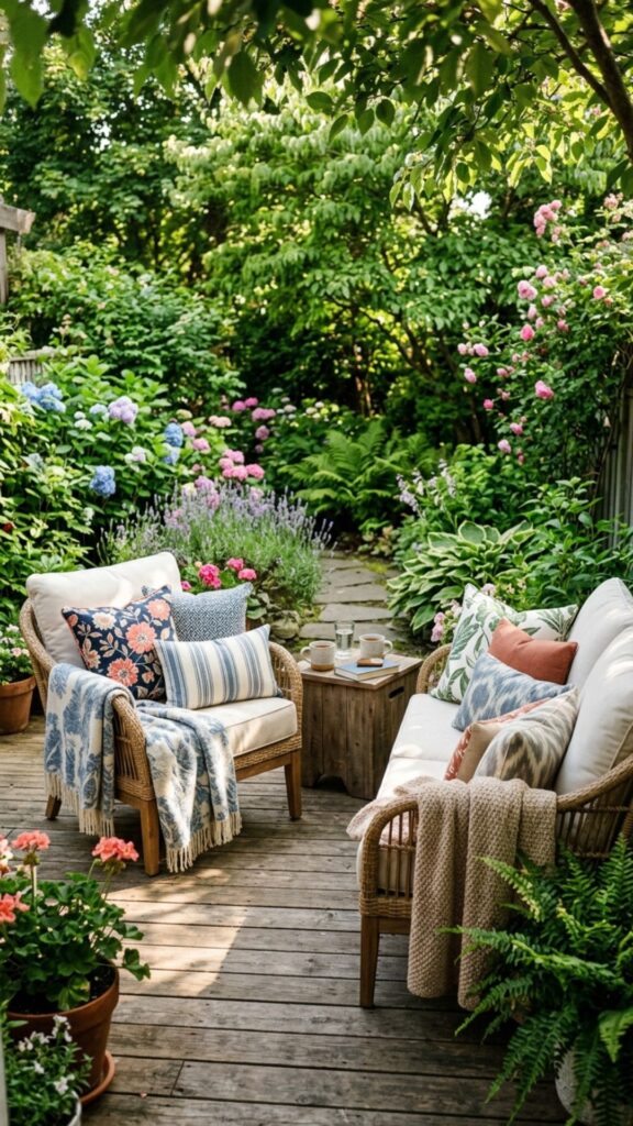 15. Add Cozy Outdoor Cushions and Throws