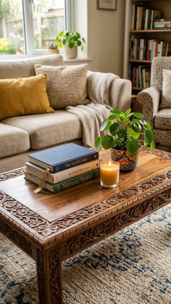 15. Add a Low Coffee Table With Character