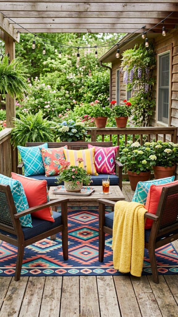 15. Add a Pop of Color with Cushions and Textiles