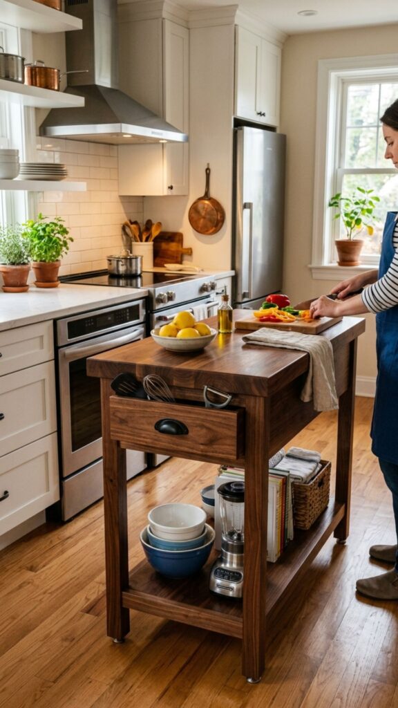 15. Compact Prep Island for Tight Spaces