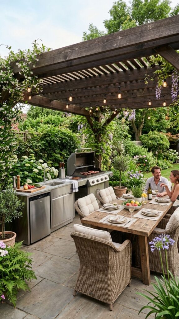 15. Design an Outdoor Kitchen Adjacent to Dining