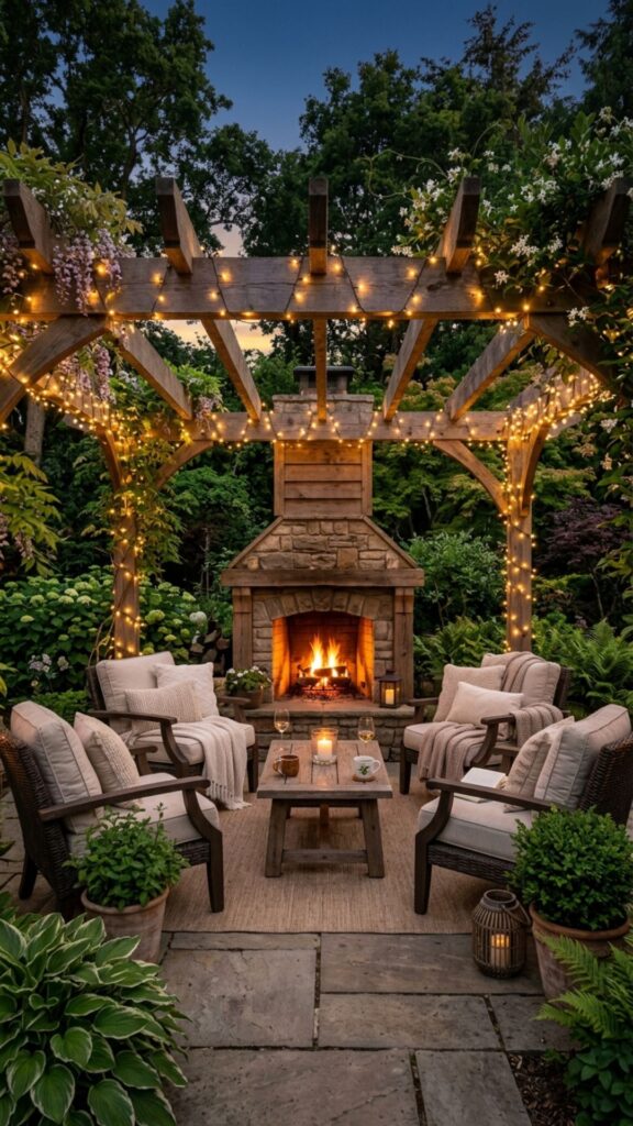 15. Fireplace Under a Pergola