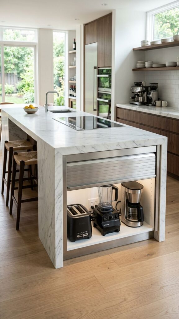 15. Island With Hidden Appliance Garage