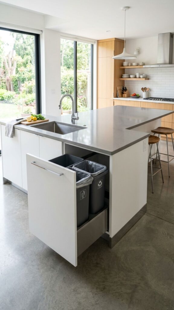 15. Island With a Built-In Trash Pull-Out