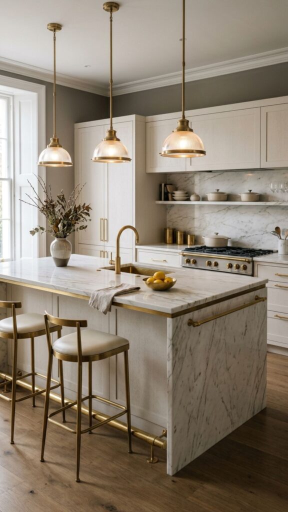 15. Marble Islands with Brass Accents