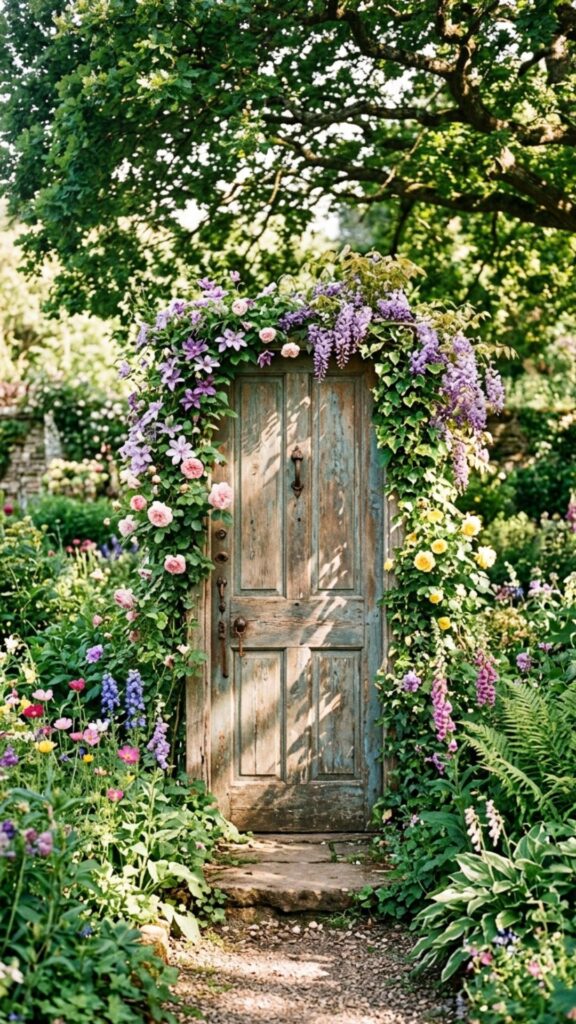 15. Reuse an Old Door as a Garden Trellis