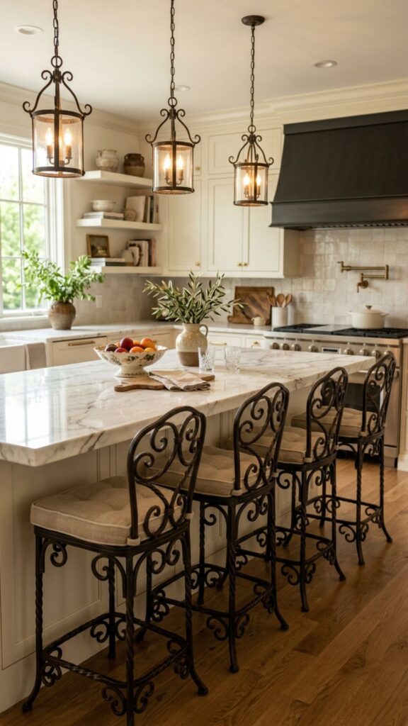 15. Seating with Wrought Iron Stools