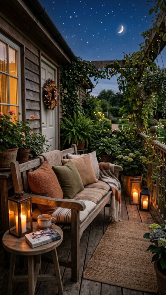 16. Bench Paired With a Lantern
