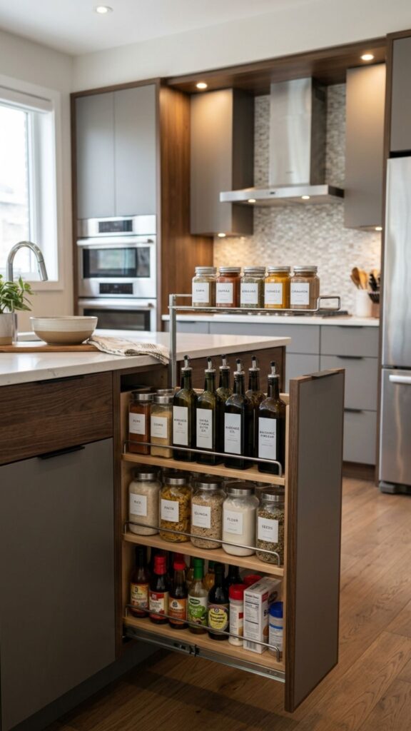 16. Build In a Spice Rack or Pull-Out Pantry