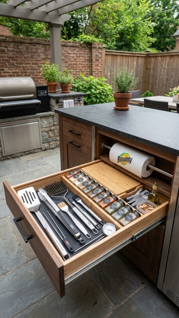 16. Custom Storage for Grilling Tools and Accessories