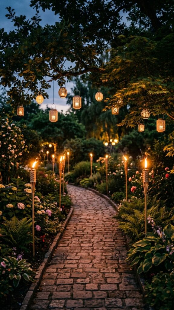 16. Decorate With Tiki Torches and Lanterns