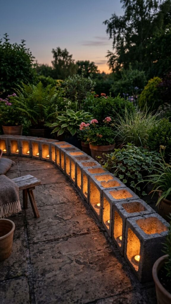 16. Make Candle Holders From Concrete Blocks