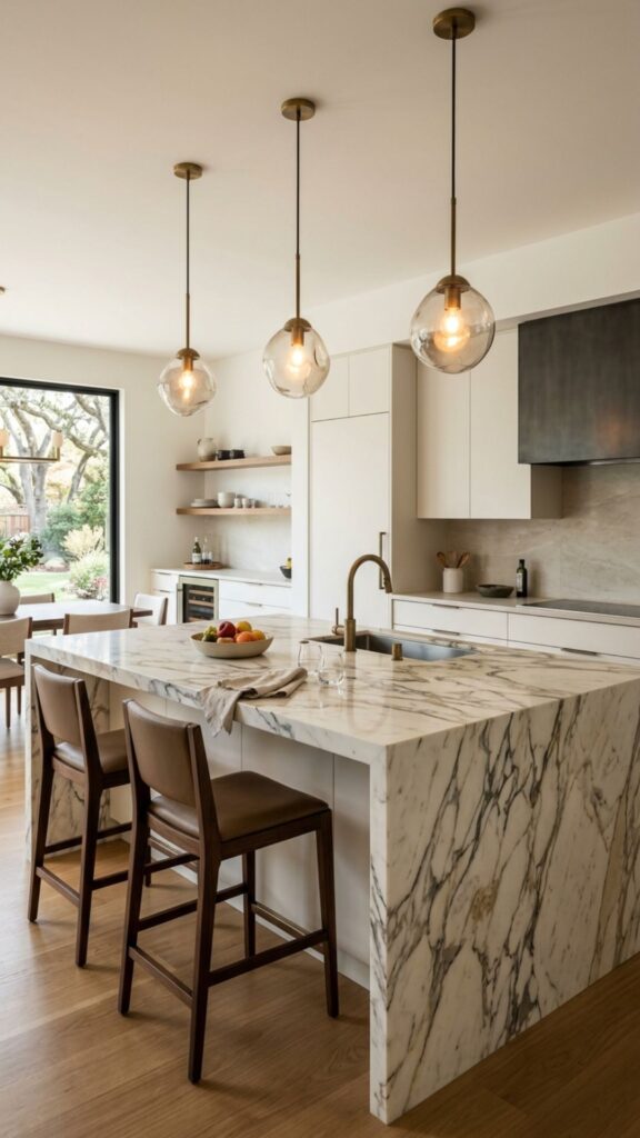 16. Marble Island Under Statement Lighting
