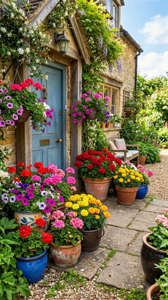 16. Use Potted Flowers for Color