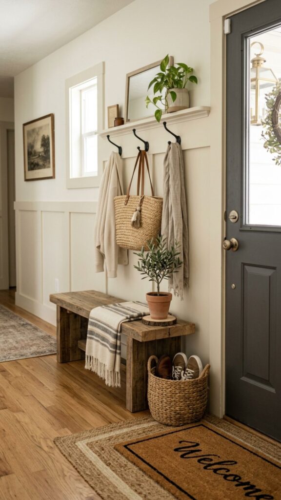 17. A Welcoming Entry Mat and Bench