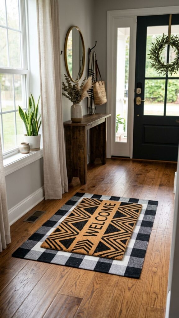 17. Add a Black and White Welcome Mat