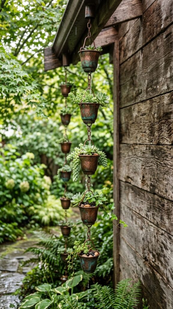17. Build a Rain Chain Planter Feature