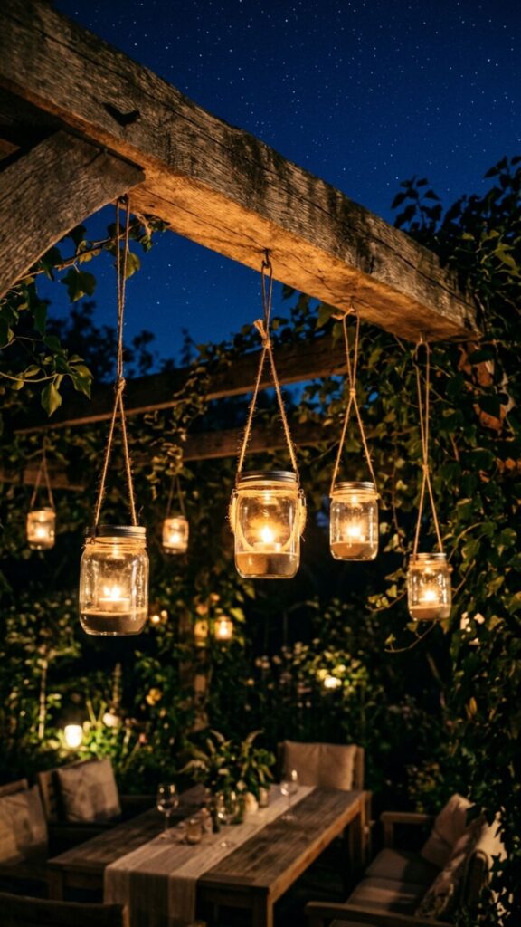 17. Candlelit Chandeliers or Hanging Jars