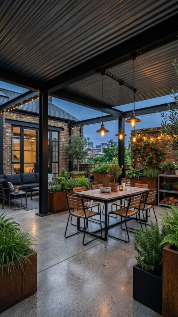 17. Corrugated Metal Roof for Industrial Charm