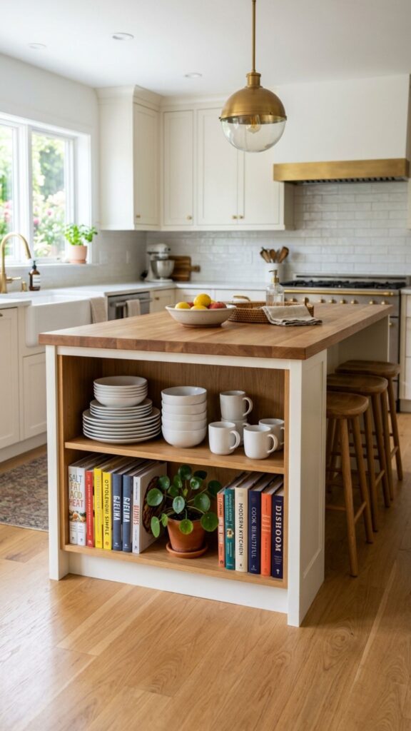 17. Include Open Shelving for Everyday Dishes