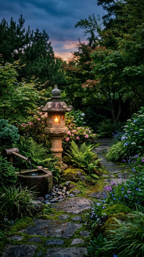 17. Japanese-Style Stone Lanterns