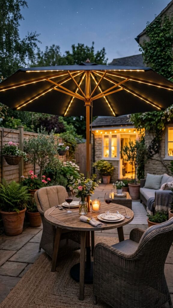 17. Lighted Umbrella for Shade and Glow