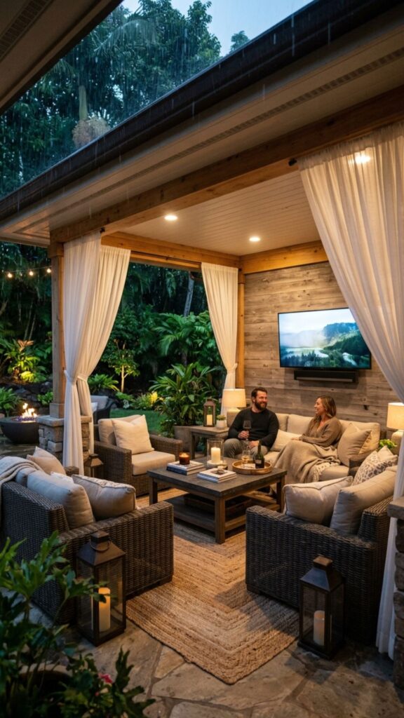 17. Outdoor Living Room Under a Roof