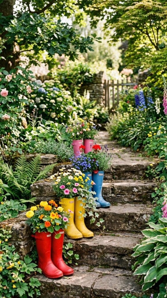 17. Transform Rain Boots Into Quirky Planters