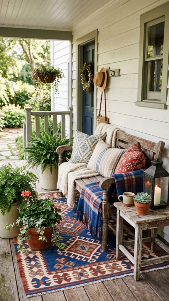 18. Bench With an Outdoor Rug