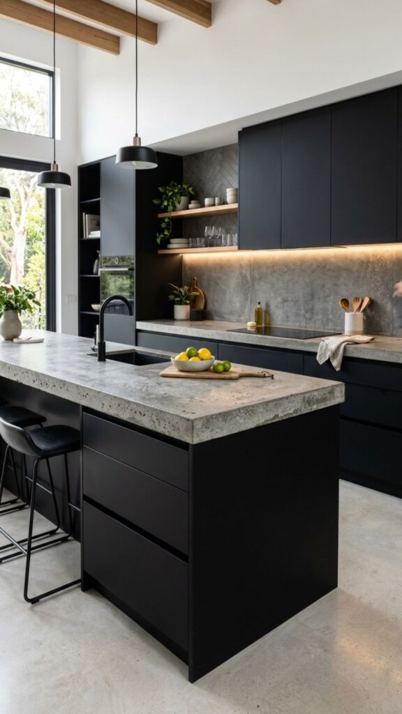 18. Create Contrast with a Concrete Countertop