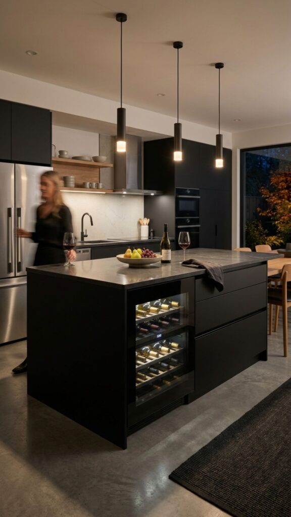 18. Dark Island With a Hidden Wine Fridge