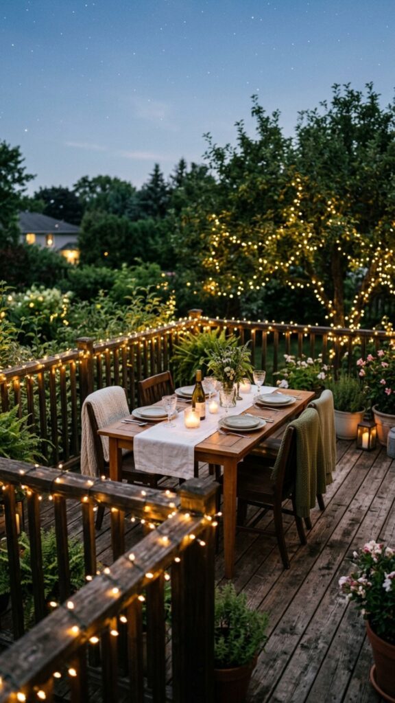 18. Fairy Lights Woven Through Railings