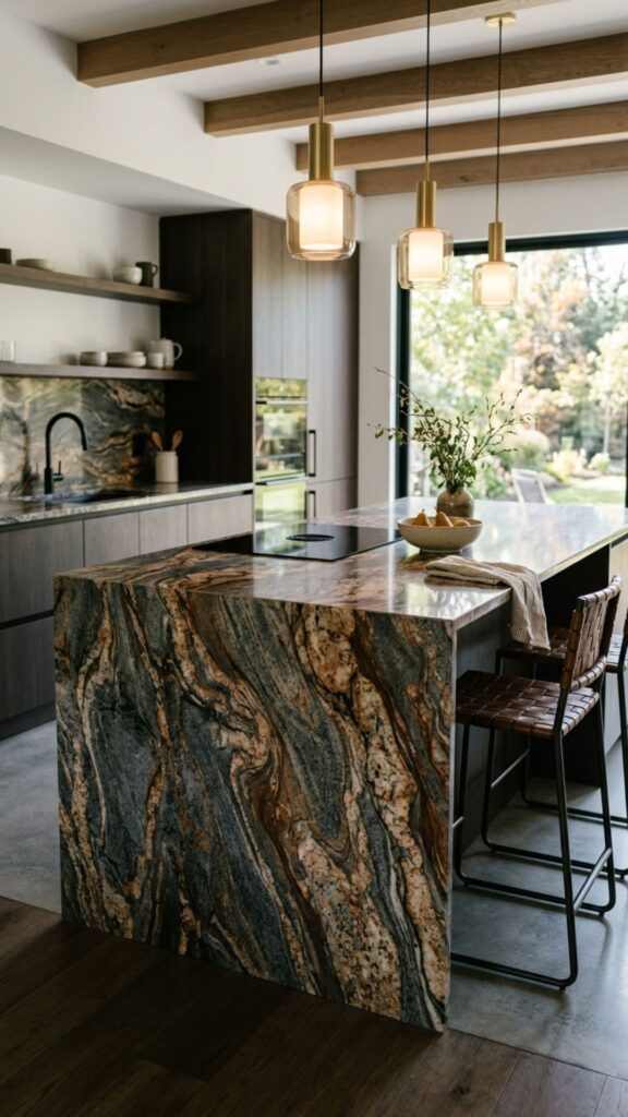 18. Islands with Waterfall Granite and Bold Veining